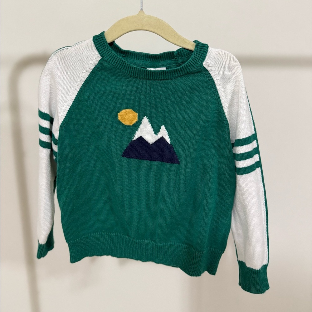 Janie and Jack Teal and White Sweater